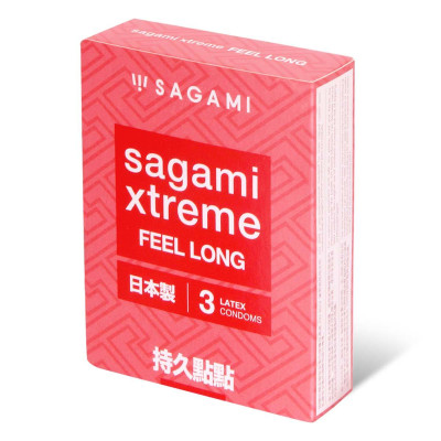 Утолщенные презервативы Sagami Xtreme Feel Long с точками - 3 шт.