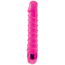 Розовый вибромассажер с винтовыми ребрышками Candy Twirl Massager - 16,5 см.