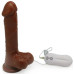 Коричневый вибратор 10 Mode Vibrating 8 inch Carved Dildo - 20 см.