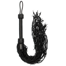 Черная многохвостая плетеная плеть Leather Barbed Wire Flogger - 77 см.