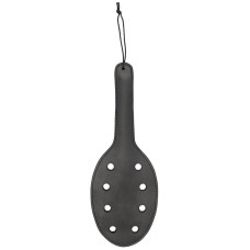 Черная шлепалка Saddle Leather Paddle With 8 Holes - 40 см.