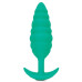 Зеленый ребристый анальный виброплаг Twist - 13,5 см.