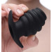 Средняя черная анальная пробка Hive Ass Tunnel Silicone Ribbed Hollow Anal Plug Medium - 8,13 см.