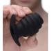 Малая черная анальная пробка Hive Ass Tunnel Silicone Ribbed Hollow Anal Plug Small - 6,86 см.