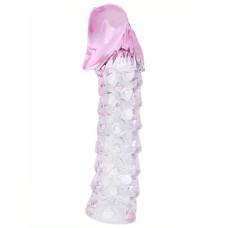 Розовая закрытая насадка на пенис BATMAN SLEEVE - 11,7 см.