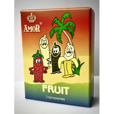 Ароматизированные презервативы AMOR Fruit  Яркая линия  - 3 шт.