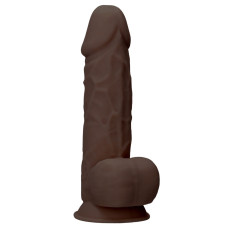 Коричневый фаллоимитатор Silicone Dildo With Balls - 21,6 см.