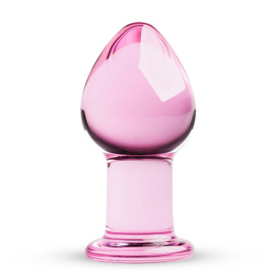 Розовая стеклянная пробка Glass Buttplug No.27 - 8,5 см.