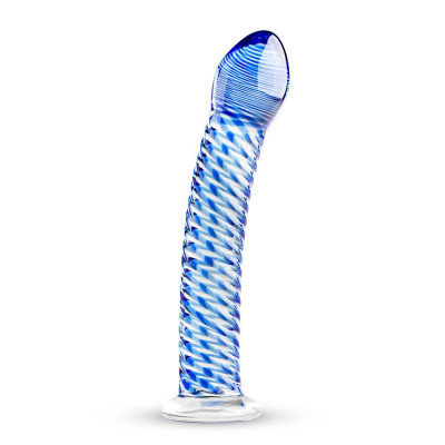 Голубой стеклянный фаллоимитатор Glass Dildo No.5 - 18 см.