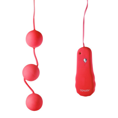 Красные вагинальные шарики с вибрацией POWER BALLS
