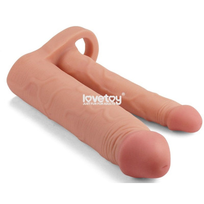 Телесная насадка для двойного проникновения Add 2 Pleasure X Tender Double Penis Sleeve - 20 см.