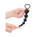 Черная анальная елочка Anal Heart Beads - 18,5 см.