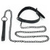 Черный ошейник Bondage Fetish Black Matt Collar With Leash с цепочкой-поводком