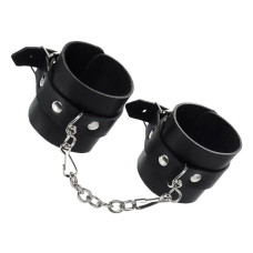 Черные однослойные кожаные наручники