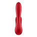 Красный вибратор-кролик Double Flex с двумя клиторальными отростками - 20,1 см.