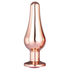 Золотистая анальная пробка с кристаллом Rose Gold Pleasure Plug S - 9 см.