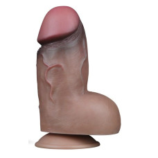 Коричневый фаллоимитатор 7.0 Dual Layered Platinum Silicone Cock - 18,2 см.