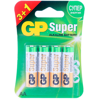 Батарейки GP Super Alkaline АA/LR6 15А - 3+1 шт.