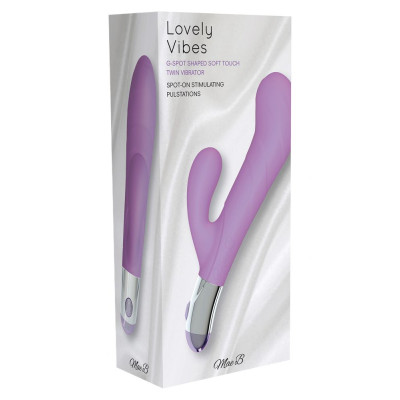 Фиолетовый вибратор Lovely Vibes G-spot Twin - 20 см.