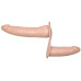 Телесный страпон с вагинальной пробкой Double Dong Strap-On - 19 см.