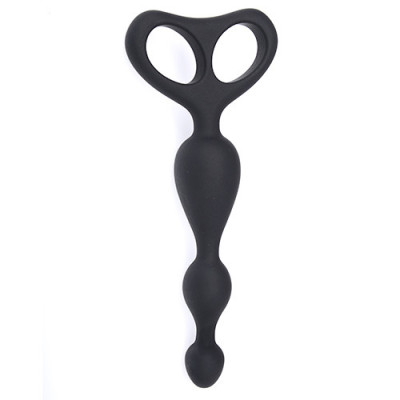 Чёрная анальная цепочка ANAL ANCHOR SILICONE - 16,5 см.