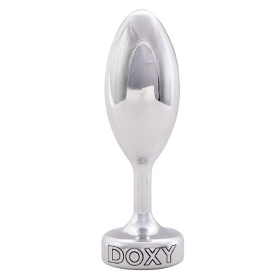 Серебристая анальная втулка Doxy Smooth Butt Plug - 10,5 см.
