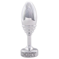 Серебристая анальная втулка Doxy Ribbed Butt Plug - 10,5 см.