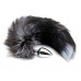 Серебристая анальная пробка с темным лисьим хвостом Black   White Fox Tail Size M