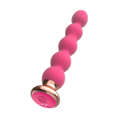 Розовый вибратор-ёлочка Mini Vibrator с пультом ДУ - 19 см.