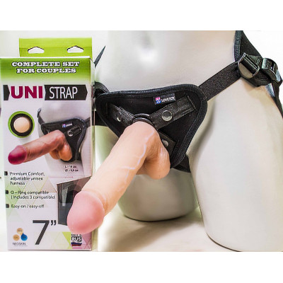 Страпон-унисекс с двумя насадками UNI strap 7  Harness - 19 и 12 см.