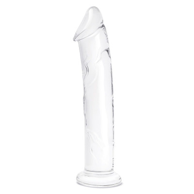 Большой стеклянный стимулятор 12’’ Glass Dildo With Veins   Flat Base - 28 см.