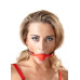 Силиконовый кляп-шар на чёрных ремешках Red Gag silicone