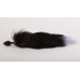 Силиконовая анальная пробка с длинным черным хвостом  Серебристая лиса
