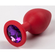 Красная силиконовая пробка с фиолетовым кристаллом - 9,5 см.
