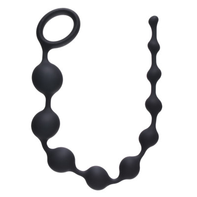 Чёрная анальная цепочка Long Pleasure Chain - 35 см.