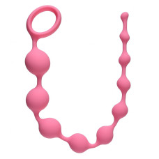 Розовая анальная цепочка Long Pleasure Chain - 35 см.