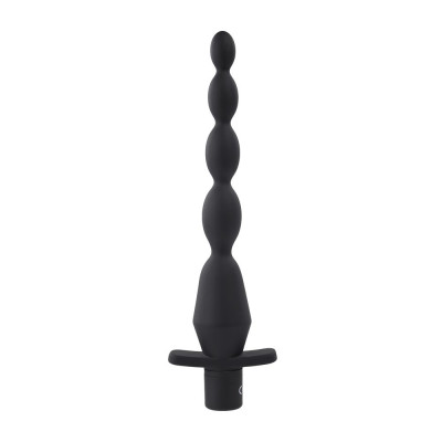 Черная анальная елочка с вибрацией Vibrating Butt Beads - 22 см.