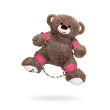 Бондажный набор: бурый мишка с розовыми оковами и наручниками
