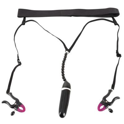 Женские вибростринги с зажимами для половых губ Spreader String with Vibrator