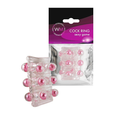 Прозрачная сквозная насадка на пенис с цветными шариками Прозрачная сквозная насадка на пенис с цветными шариками