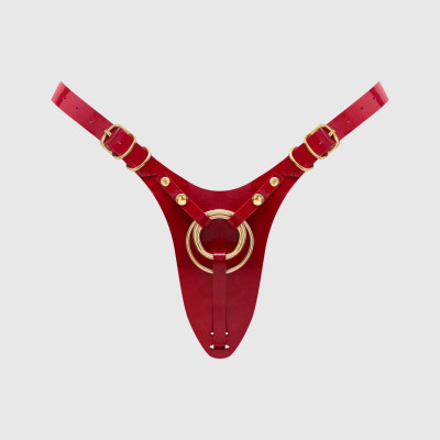 Красный пояс для фиксации насадок Strap-On-Me Leatherette Harness Fabulous