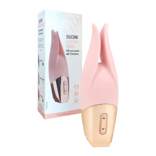 Нежно-розовый мини-вибратор с раздвоенным кончиком - 12,3 см. Нежно-розовый мини-вибратор с раздвоенным кончиком - 12,3 см.