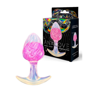 Розоватая анальная пробка со спиралевидным рельефом - 9 см.