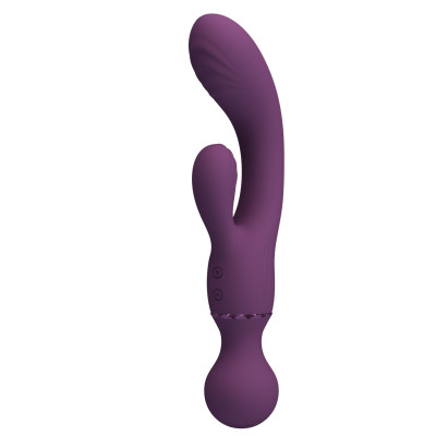 Сливовый двусторонний вибратор 2-в-1 All Rounder - кролик и wand