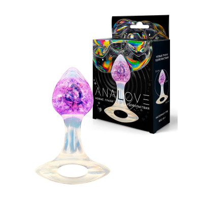 Сиреневатая анальная пробка с ручкой - 8,5 см.