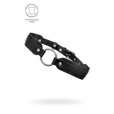 Черный кожаный чокер-ошейник со скруглёнными углами