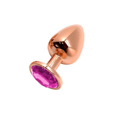 Золотистая анальная втулка Wooomy Tralalo M с розовым кристаллом - 8 см. Золотистая анальная втулка Wooomy Tralalo M с розовым кристаллом - 8 см.