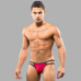 Красные мужские трусы-стринги с 2 боковыми бретелями