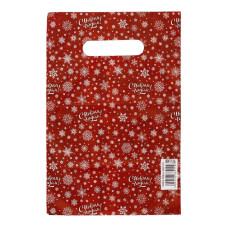Красный подарочный новогодний пакет с вырубной ручкой (20х30 см)