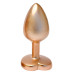 Золотистая анальная пробка с прозрачным кристаллом-сердцем Pearl Gold Plug Small